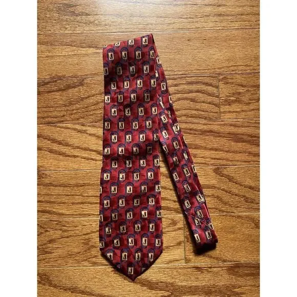 All Silk Red Blue Gold Tie - Picture 1 of 3